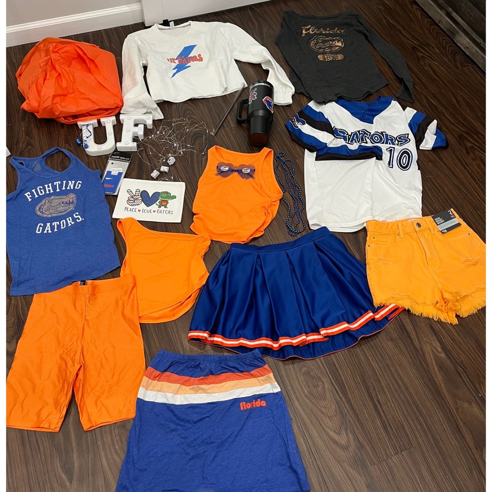 University of Florida Gators Game Day Bundle Apparel Accessories Blue Orange Lot